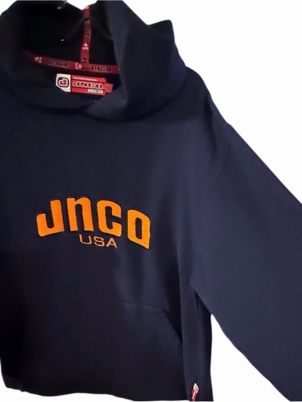 JNCO Black Hoodie with Orange Arch Logo